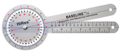 Picture of Goniometer Baseline® HiRes™ Plastic 360° ISOM (STFR) Plastic 12 Inch 0 to 360° Head with Three Scales in 1° Increments Inches and Centimeters12-1000HR