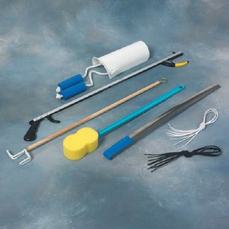 Picture of ADL Hip / Knee Equipment Kit SammonsPreston® Reacher - 26 Inch Length / Shoehorn - 24 Inch Length / Dressing Stick - 26 Inch Length / Handled Bath Sponge - 22-1/2 Inch Length / Shoelaces - 26 Inch Length212801