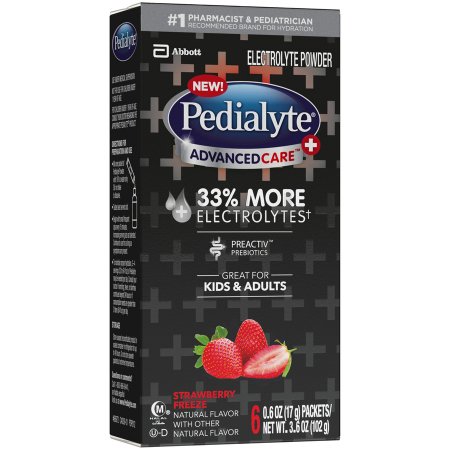 Picture of Pediatric Oral Electrolyte Solution Pedialyte® AdvancedCare™ Plus Strawberry Freeze Flavor 0.6 oz. Individual Packet Powder66972