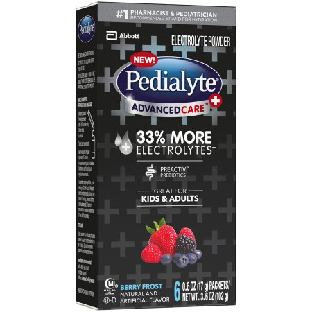 Picture of Pediatric Oral Electrolyte Solution Pedialyte® AdvancedCare™ Plus Berry Frost Flavor 0.6 oz. Individual Packet Powder66969