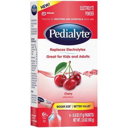 Picture of Pediatric Oral Electrolyte Solution Pedialyte® Powder Packs Cherry Flavor 0.6 oz. Individual Packet Powder64595