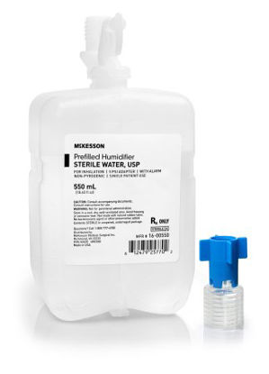 Picture of McKesson Humidifier Bottle with Adapter 550 mL Sterile Water Universal16-00550