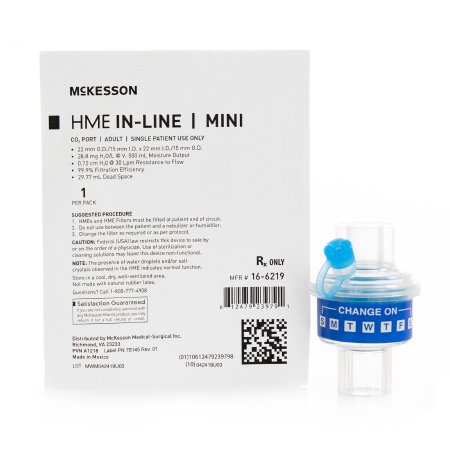 Picture of Heat and Moisture Exchanger McKesson 28.8 mg H2O/L @ VT 500 mL 0.72 cm H20 @ 30 Lpm16-6219