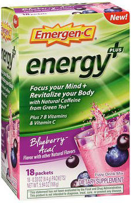 Picture of Oral Supplement Emergen-C® Energy Plus Blueberry Acai Flavor Powder 0.33 oz. Individual Packet07631451018