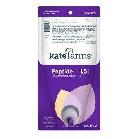 Picture of Standard Tube Feeding Formula Kate Farms® Peptide 1.5 Closed System 1000 mL Bag Ready to Hang Unflavored Adult811112030409
