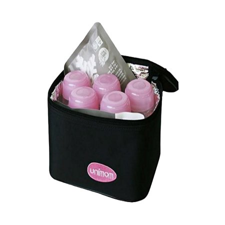 Picture of Cooler Bag Kit Unimom (1)Unimom Insulated Cooler Bag, (5) UnimomBreastmilk Storage Bottles, Caps and Discs, (2) Unimom Ice Packs with Nano-Silver TechnologyCB