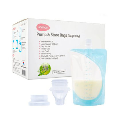 Picture of Breast Milk Storage Bag with Adapter Unimom Pump and Store 7 oz. PlasticPNS50