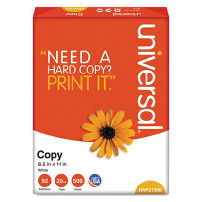 Picture of Copy Paper, 92 Bright, 20 lb, 8.5 x 11, White, 500 Sheets/Ream, 10 Reams/CartonUNV-21200