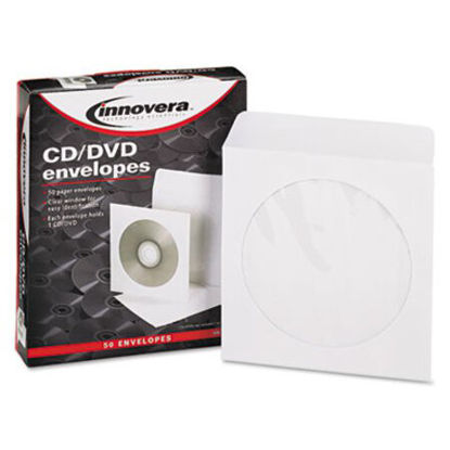 Picture of CD/DVD Envelopes, Clear Window, White, 50/PackIVR-39403