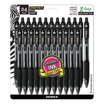 Picture of Z-Grip Ballpoint Pen, Retractable, Medium 1 mm, Black Ink, Clear Barrel, 24/PackZEB-12221