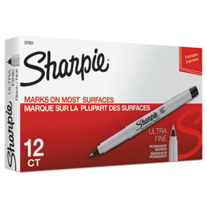 Picture of Ultra Fine Tip Permanent Marker, Extra-Fine Needle Tip, Black, DozenSAN-37001