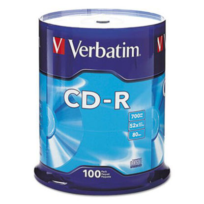 Picture of CD-R Discs, 700MB/80min, 52x, Spindle, Silver, 100/PackVER-94554
