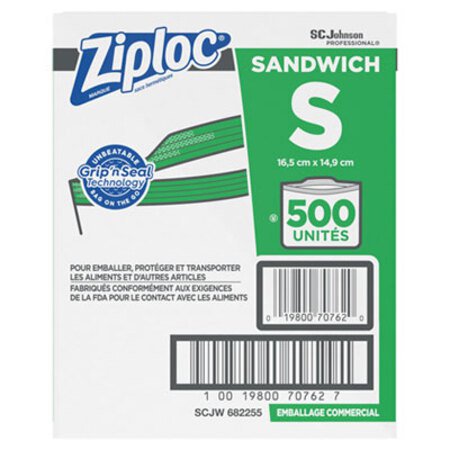 Picture of Resealable Sandwich Bags, 1.2 mil, 6.5" x 6", Clear, 500/BoxSJN-682255