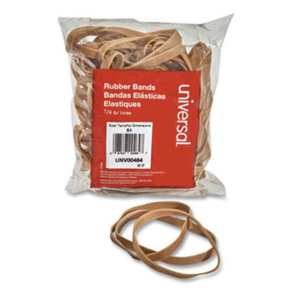 Picture of Rubber Bands, Size 64, 0.04" Gauge, Beige, 4 oz Box, 80/PackUNV-00464