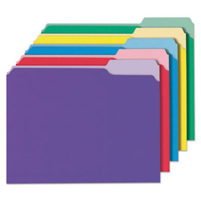 Picture of Deluxe Colored Top Tab File Folders, 1/3-Cut Tabs, Letter Size, Assorted, 100/BoxUNV-10506