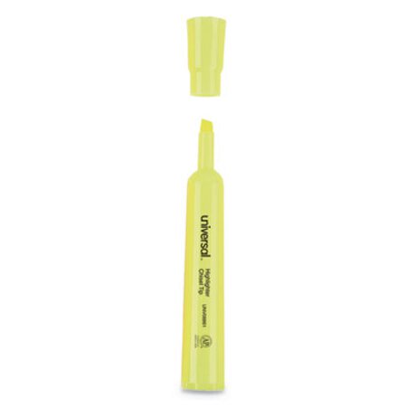Picture of Desk Highlighters, Fluorescent Yellow Ink, Chisel Tip, Yellow Barrel, DozenUNV-08861
