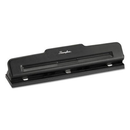 Picture of 10-Sheet Desktop Two-to-Three-Hole Adjustable Punch, 9/32" Holes, BlackSWI-74015