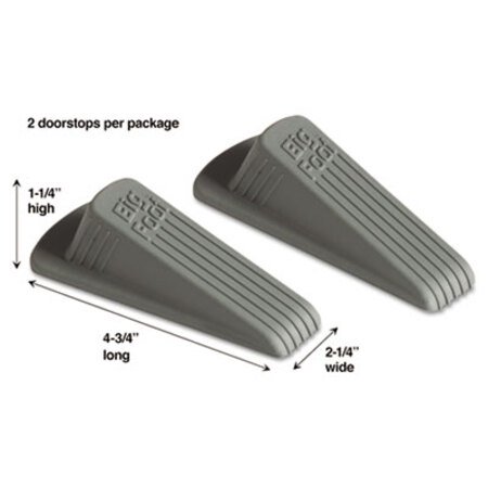 Picture of Big Foot Doorstop, No Slip Rubber Wedge, 2.25w x 4.75d x 1.25h, Gray, 2/PackMAS-00972