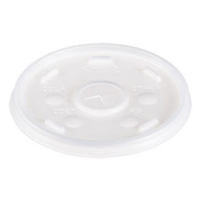 Picture of Plastic Lids, Fits 12 oz to 24 oz Hot/Cold Foam Cups, Straw-Slot Lid, White, 100/Pack, 10 Packs/CartonDCC-16SL