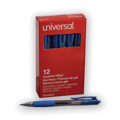Picture of Comfort Grip Gel Pen, Retractable, Medium 0.7 mm, Blue Ink, Translucent Blue Barrel, DozenUNV-39913