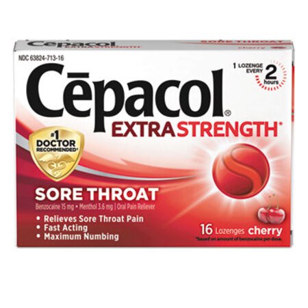 Picture of Extra Strength Sore Throat Lozenge, Cherry, 16/BoxRAC-71016