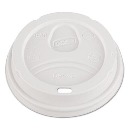 Picture of Dome Drink-Thru Lids, Fits 10 oz to 20 oz Dixie Paper Hot Cups, White, 100/PackDXE-D9542PK