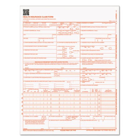 Picture of Centers for Medicare and Medicaid Services Claim Forms, CMS1500/HCFA1500, 8 1/2 x 11, 500 Forms/PackTOP-50126RV