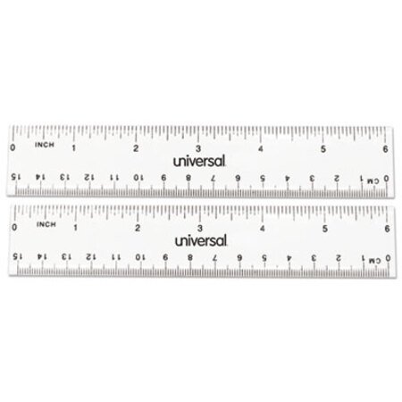Picture of Clear Plastic Ruler, Standard/Metric, 6", 2/PackUNV-59025