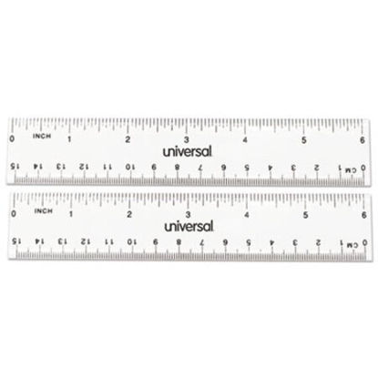 Picture of Clear Plastic Ruler, Standard/Metric, 6", 2/PackUNV-59025