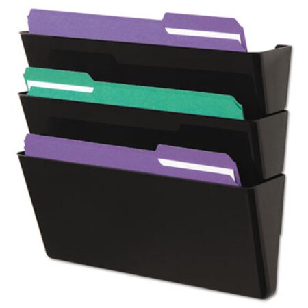 Picture of Wall File, Three Pocket, Plastic, BlackUNV-08121