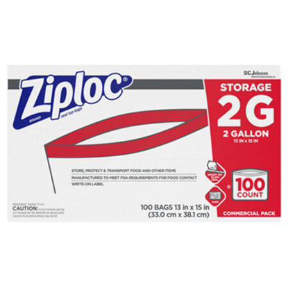 Picture of Double Zipper Storage Bags, 2 gal, 1.75 mil, 15" x 13", Clear, 100/CartonSJN-682253