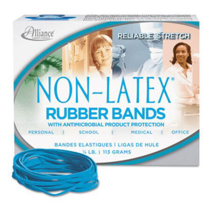 Picture of Antimicrobial Non-Latex Rubber Bands, Size 33, 0.04" Gauge, Cyan Blue, 4 oz Box, 180/BoxALL-42339