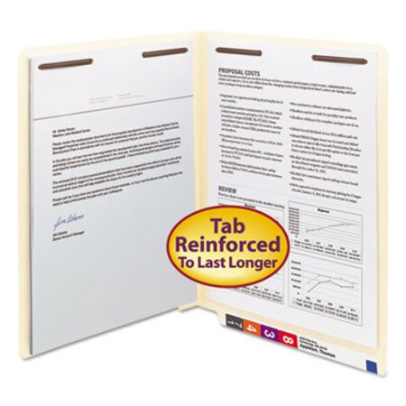 Picture of Manila End Tab 2-Fastener Folders with Reinforced Tabs, 0.75" Expansion, Straight Tab, Letter Size, 11 pt. Manila, 50/BoxSMD-34115