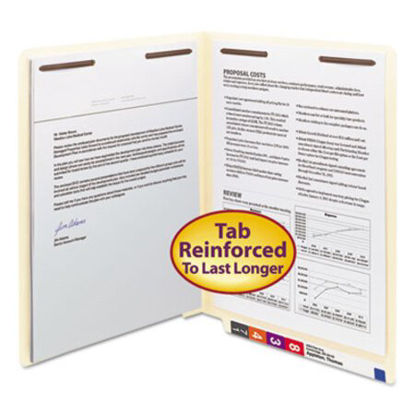 Picture of Manila End Tab 2-Fastener Folders with Reinforced Tabs, 0.75" Expansion, Straight Tab, Letter Size, 11 pt. Manila, 50/BoxSMD-34115