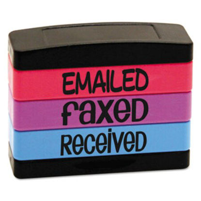 Picture of Interlocking Stack Stamp, EMAILED, FAXED, RECEIVED, 1.81" x 0.63", Assorted Fluorescent InkUSS-8800