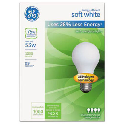 Picture of Energy-Efficient A19 Halogen Bulb, Soft White 53 W, 4/PackGEL-66248