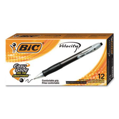 Picture of Velocity Ballpoint Pen, Retractable, Medium 1 mm, Black Ink, Translucent Black Barrel, DozenBIC-VLG11BK