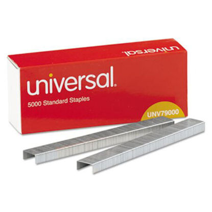 Picture of Standard Chisel Point Staples, 0.25" Leg, 0.5" Crown, Steel, 5,000/Box, 5 Boxes/Pack, 25,000/PackUNV-79000VP
