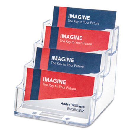 Picture of 4-Pocket Business Card Holder, Holds 200 Cards, 3.94 x 3.5 x 3.75, Plastic, ClearDEF-70841