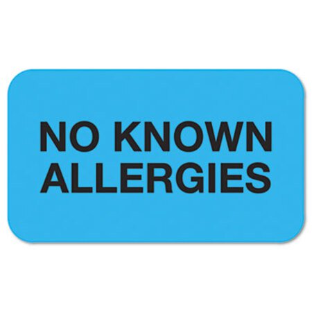 Picture of Medical Labels, NO KNOWN ALLERGIES, 0.88 x 1.5, Light Blue, 250/RollTAB-01510