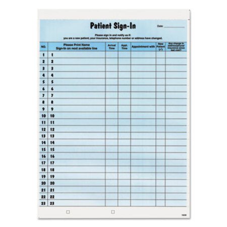 Picture of Patient Sign-In Label Forms, 8 1/2 x 11 5/8, 125 Sheets/Pack, BlueTAB-14531