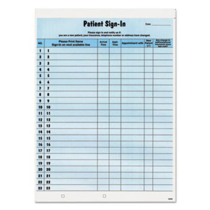 Picture of Patient Sign-In Label Forms, 8 1/2 x 11 5/8, 125 Sheets/Pack, BlueTAB-14531