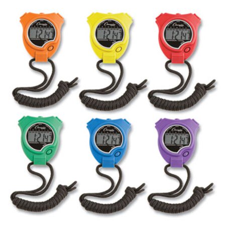 Picture of Water-Resistant Stopwatches, 1/100 Second, Assorted Colors, 6/SetCSI-910SET