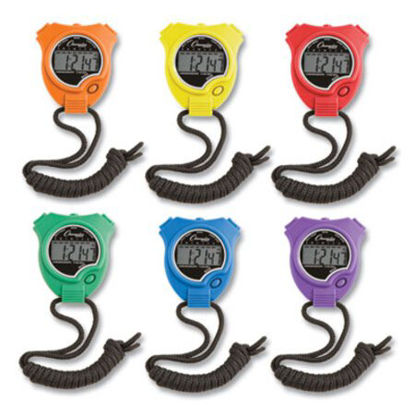 Picture of Water-Resistant Stopwatches, 1/100 Second, Assorted Colors, 6/SetCSI-910SET