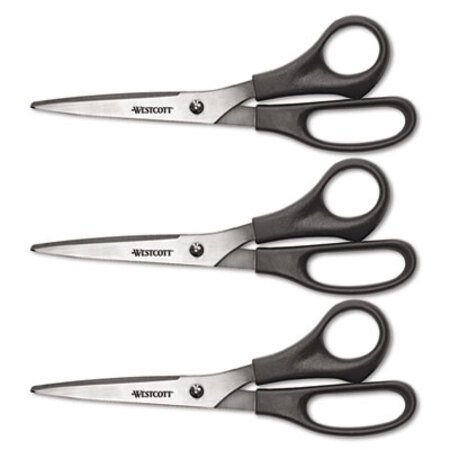 Picture of Value Line Stainless Steel Shears, 8" Long, 3.5" Cut Length, Black Offset Handles, 3/PackACM-13402
