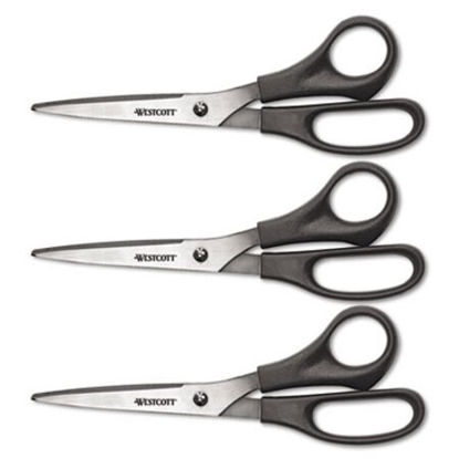 Picture of Value Line Stainless Steel Shears, 8" Long, 3.5" Cut Length, Black Offset Handles, 3/PackACM-13402