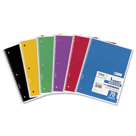 Picture of Spiral Notebook, 1 Subject, Wide/Legal Rule, Assorted Color Covers, 10.5 x 7.5, 70 SheetsMEA-05510