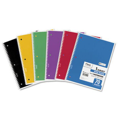 Picture of Spiral Notebook, 1 Subject, Wide/Legal Rule, Assorted Color Covers, 10.5 x 7.5, 70 SheetsMEA-05510