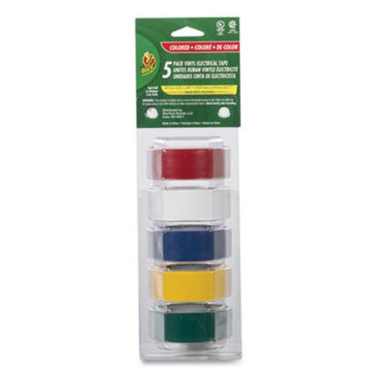 Picture of Electrical Tape, 1" Core, 0.75" x 12 ft, Assorted Colors, 5/PackDUC-280303