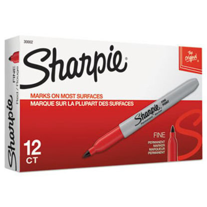 Picture of Fine Tip Permanent Marker, Fine Bullet Tip, Red, DozenSAN-30002